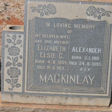MACKINLAY Elizabeth Elsie C. 1905-1971 :: MACKINLAY Alexander 1921-1995