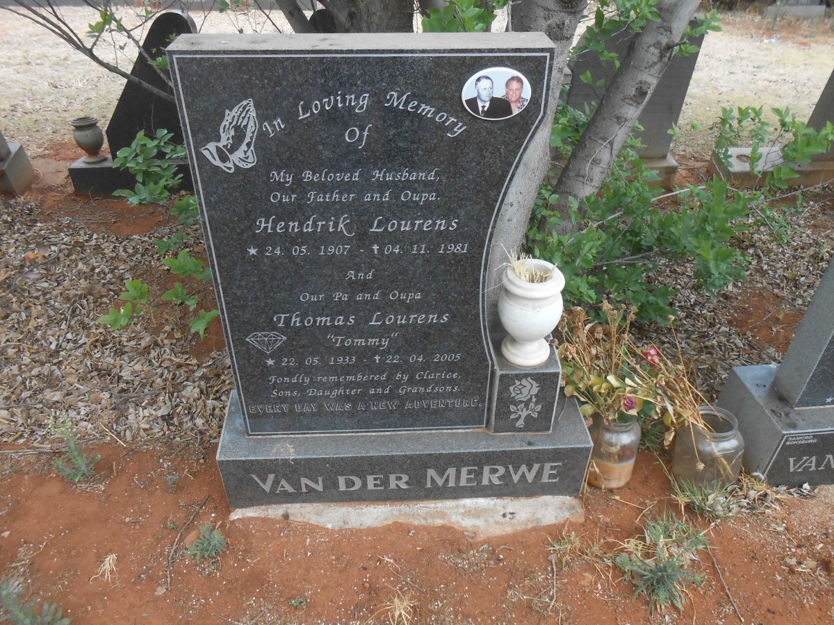 MERWE Hendrik Lourens, van der 1907-1981 :: VAN DER MERWE Thomas Lourens 1933-2005