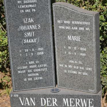 MERWE Izak Johannes Smit, van der 1951-1998 &amp; Marie 1956-1999