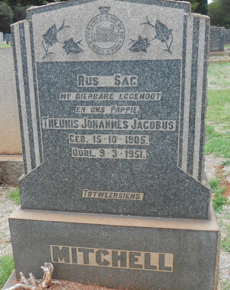 MITCHELL Theunis Johannes Jacobus 1905-1951