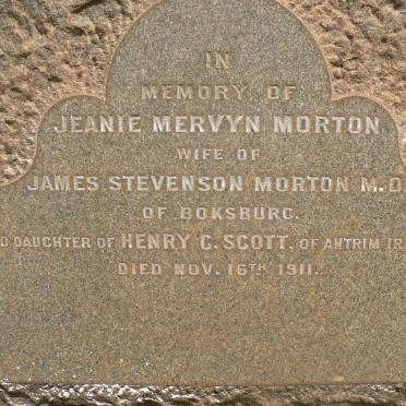 MORTON Jeanie Mervyn nee SCOTT -1911