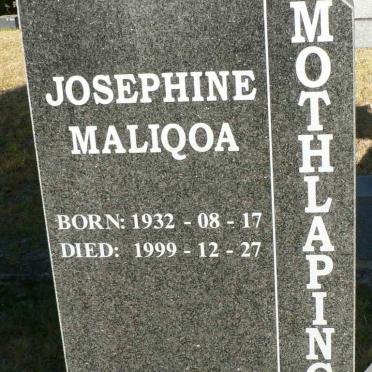 MOTHLAPING Josephine Maliqoa 1932-1999