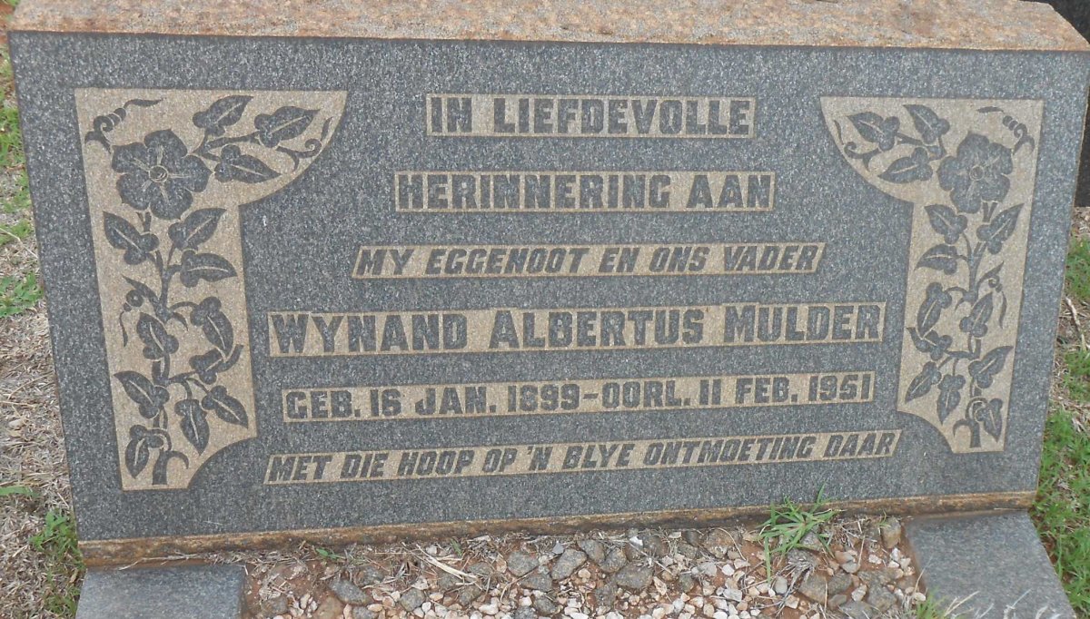 MULDER Wynand Albertus 1899-1951