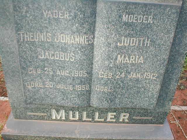 MULLER Theunis Johannes Jacobus 1905-1958 &amp; Judith Maria 1912-