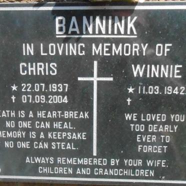 BANNINK Chris 1937-2004 &amp; Winnie 1942-