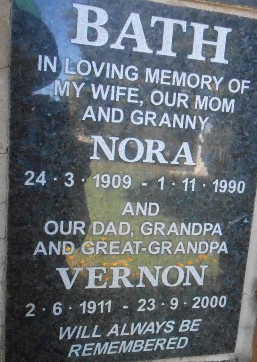 BATH Vernon 1911-2000 &amp; Nora 1909-1990