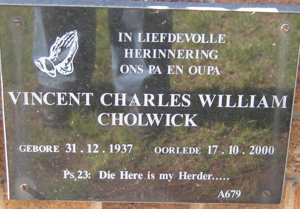 CHOLWICK Vincent Charles William 1937-2000