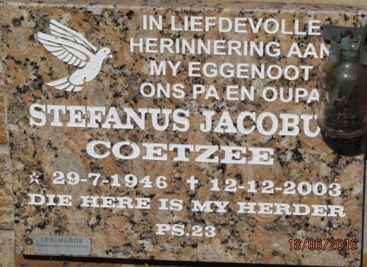 COETZEE Stefanus Jacobus 1946-2003
