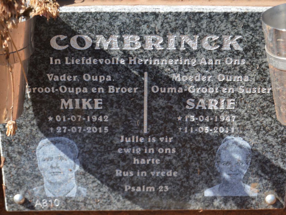 COMBRINCK Mike 1942-2015 &amp; Sarie 1947-2011