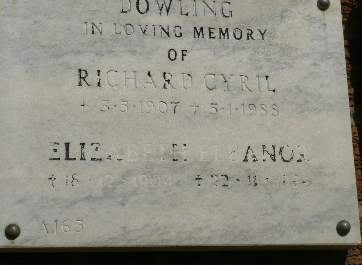 DOWLING Richard Cyril 1907-1988 &amp; Elizabeth Eleanor 1904-1994