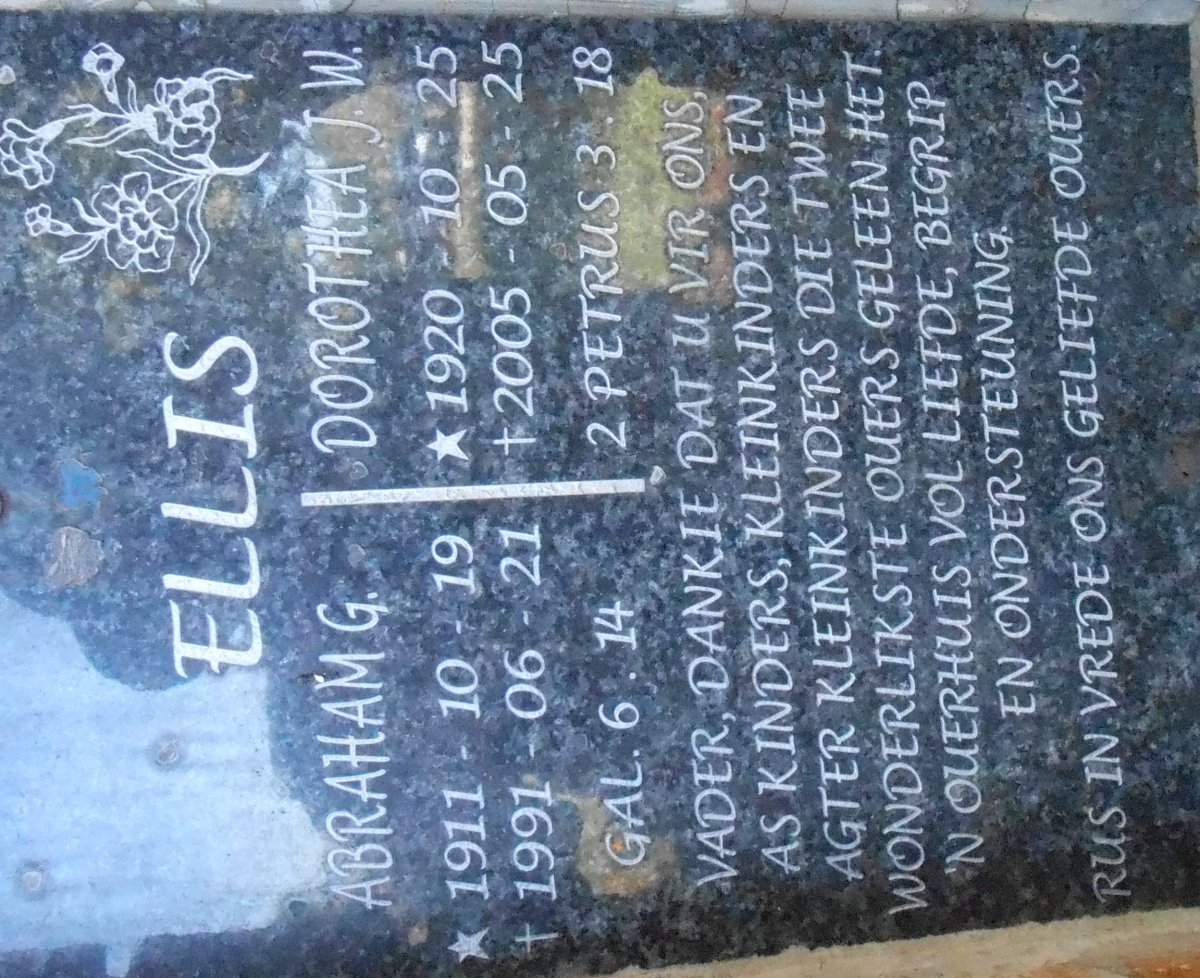 ELLIS Abraham G. 1911-1991 &amp; Dorothea J.W. 1920-2005
