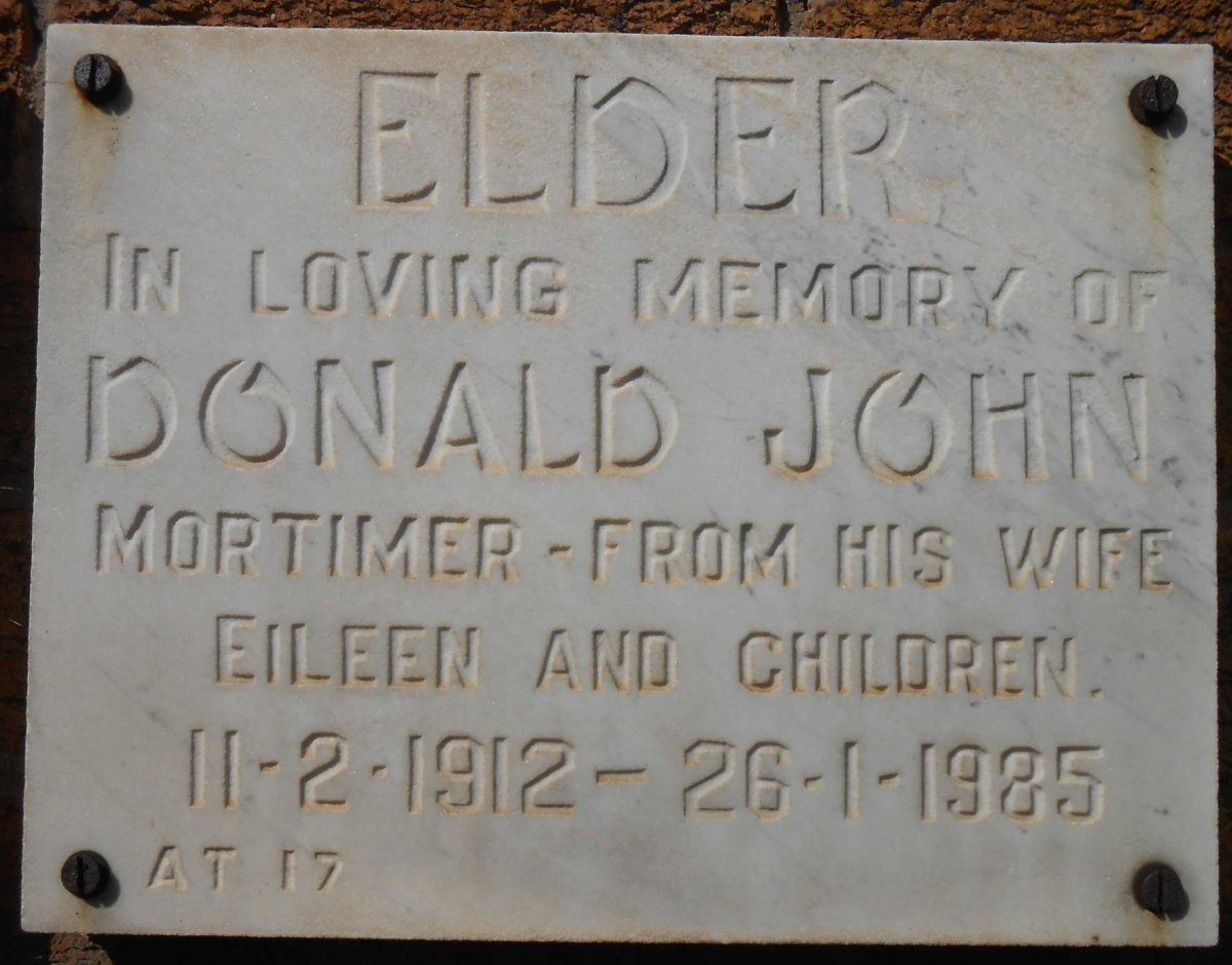 ELDER Donald John Mortimer 1912-1985