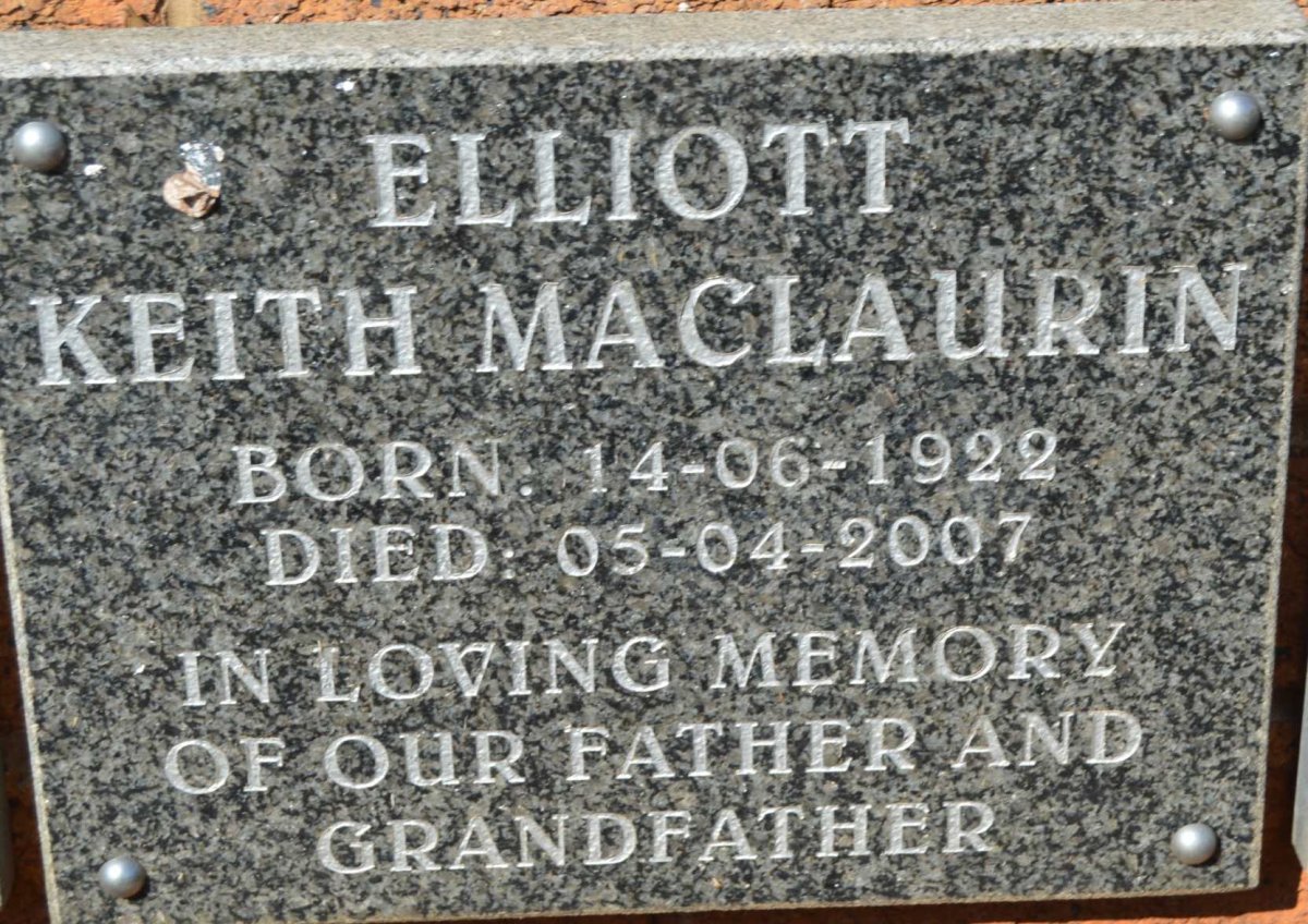 ELLIOTT Keith MacLaurin 1922-2007
