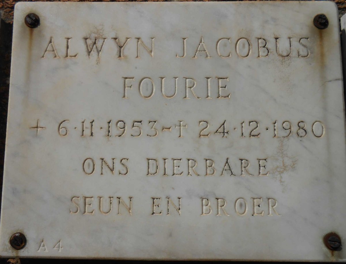 FOURIE Alwyn Jacobus 1953-1980