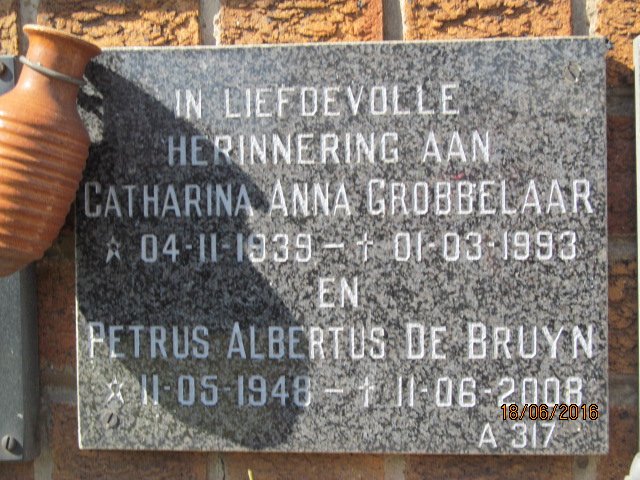 GROBBELAAR Catharina Anna 1939-1993 :: DE BRUYN Petrus Albertus 1948-2008