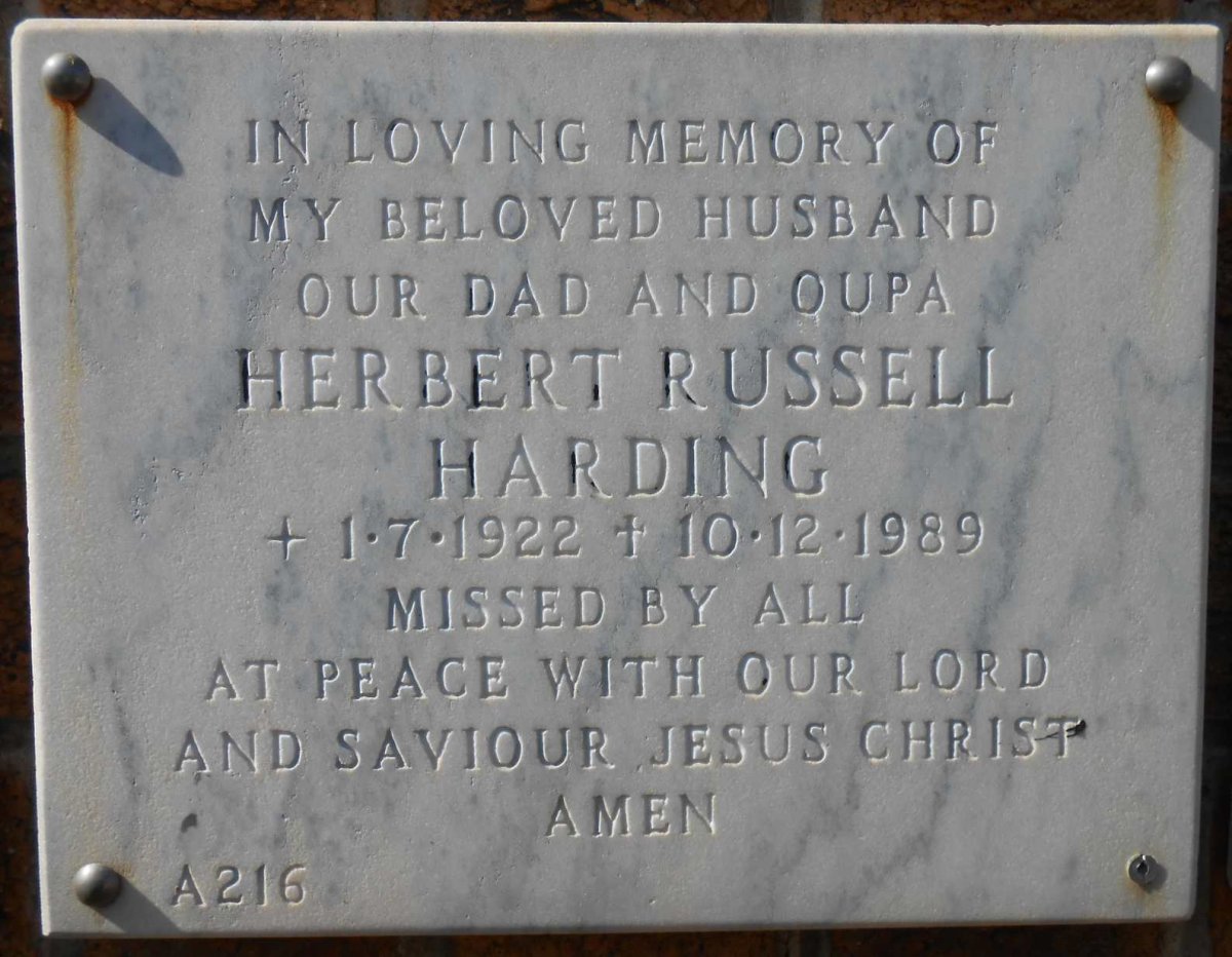 HARDING Herbert Russell 1922-1989