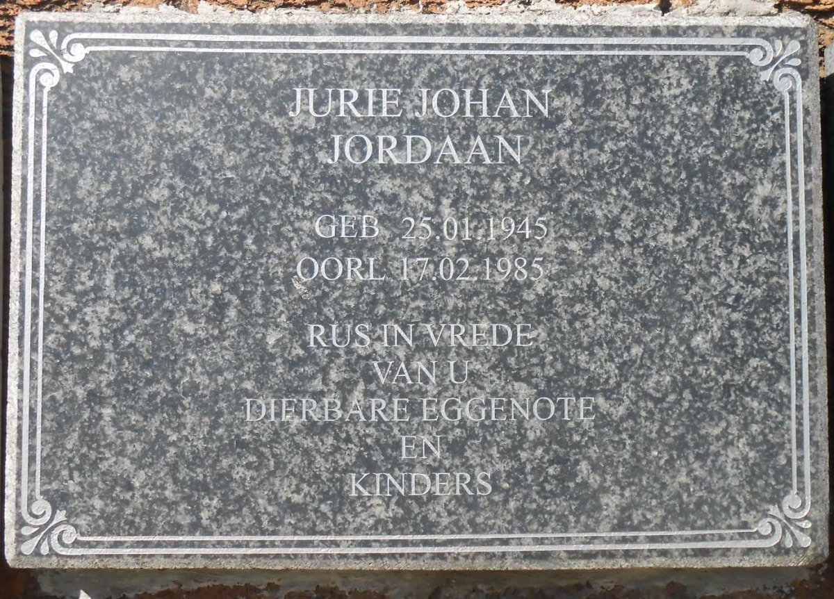 JORDAAN Jurie Johan 1945-1985