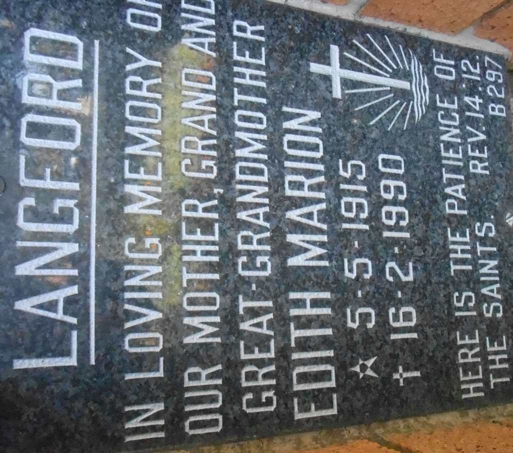 LANGFORD Edith Marion 1915-1990