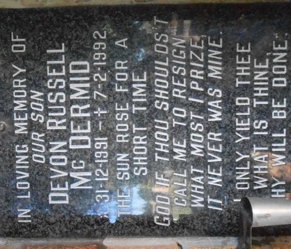 Mc DERMID Devon Russell 1991-1992