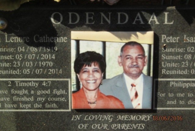 ODENDAAL Peter Isaac Richard 1946- &amp; Lenore Catherine 1949-2014