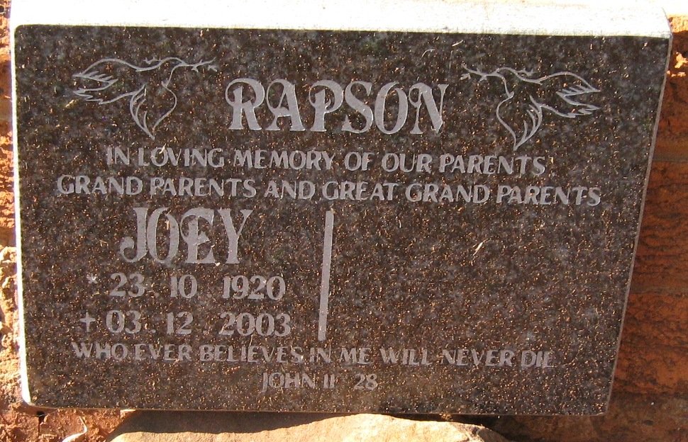 RAPSON Joey 1920-2003