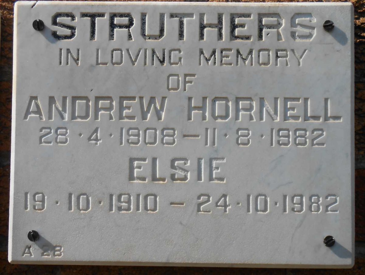 STRUTHERS Andrew Hornell 1908-1982 Elsie 1910-1982