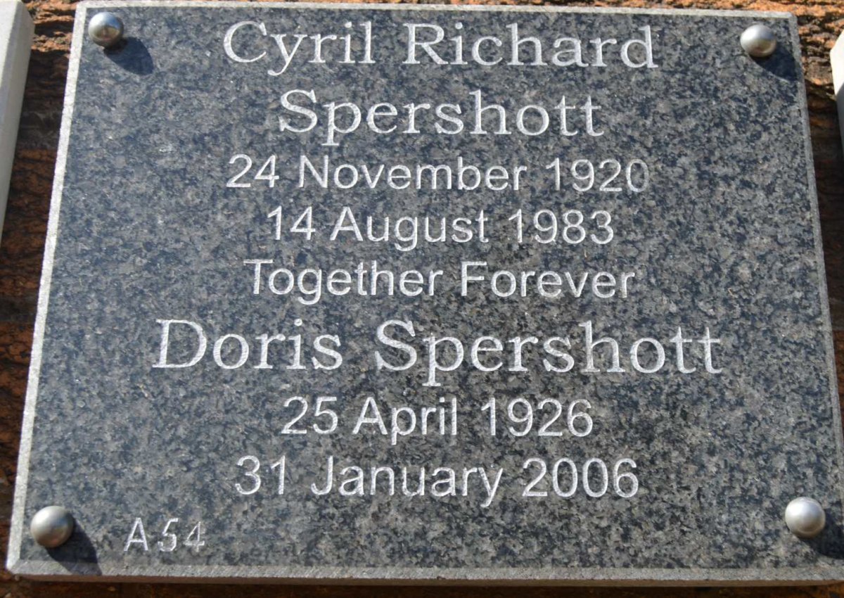 SPERSHOTT Cyril Richard 1920-1983 &amp; Doris 1926-2006