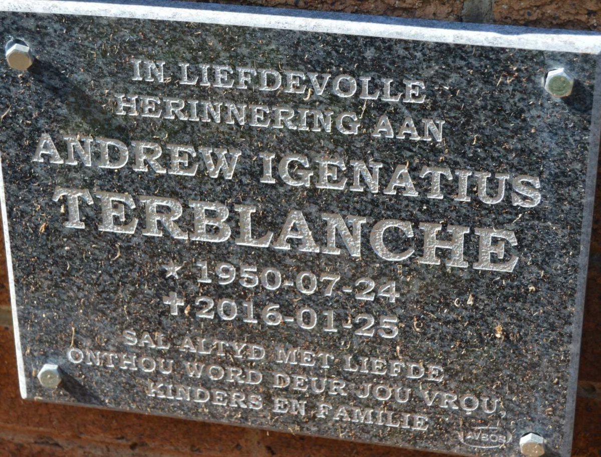 TERBLANCHE Andrew Igenatius 1950-2016
