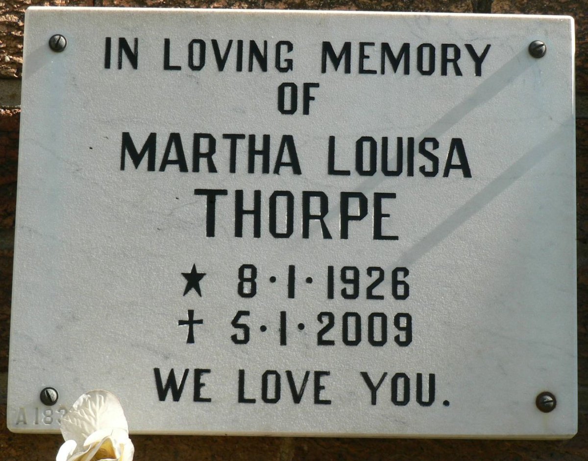 THORPE Martha Louisa 1926-2009