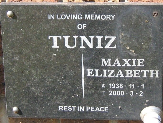 TUNIZ Maxie Elizabeth 1938-2000