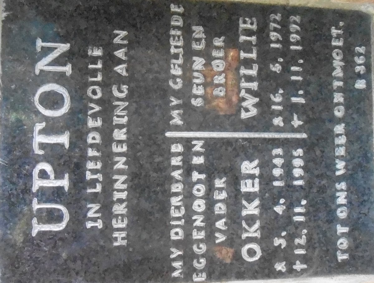 UPTON Okker 1943-1995 :: UPTON Willie 1972-1992