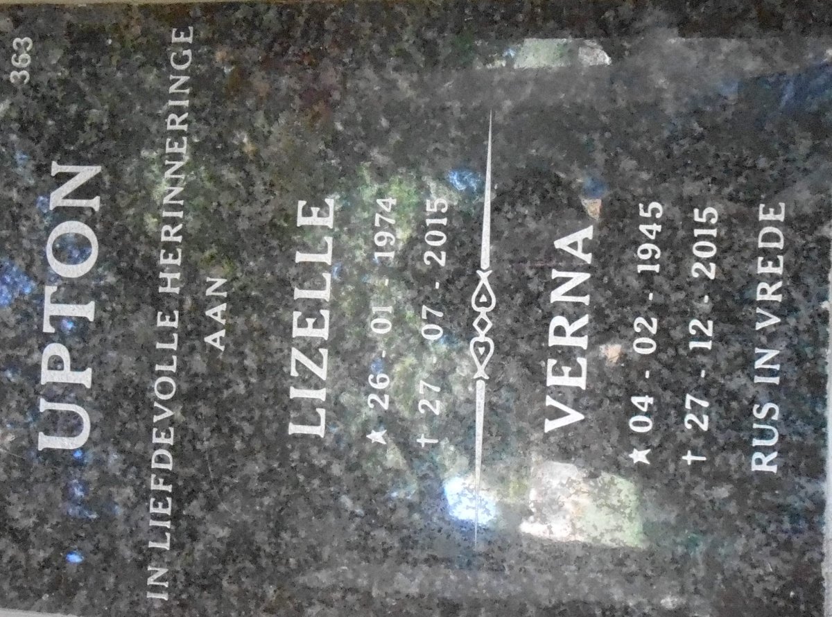 UPTON Verna 1945-2015 :: UPTON Lizelle 1974-2015