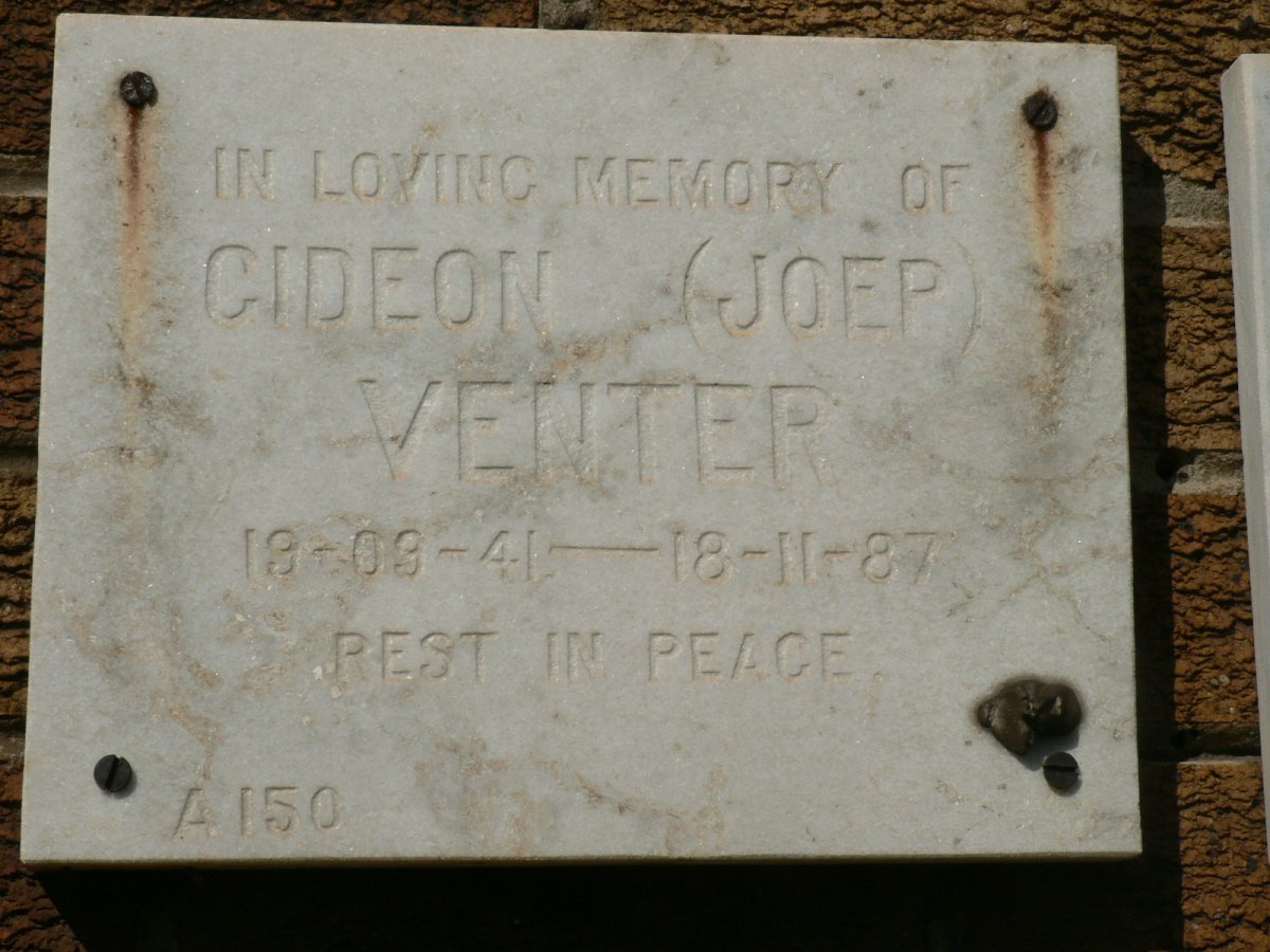 VENTER Gideon 1941-1987