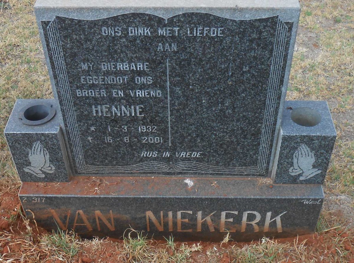 NIEKERK Hennie, van 1932-2001