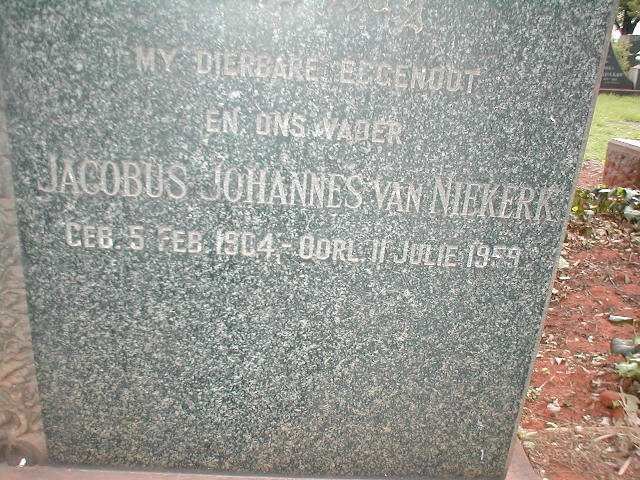 NIEKERK Jacobus Johannes, van 1904-1959