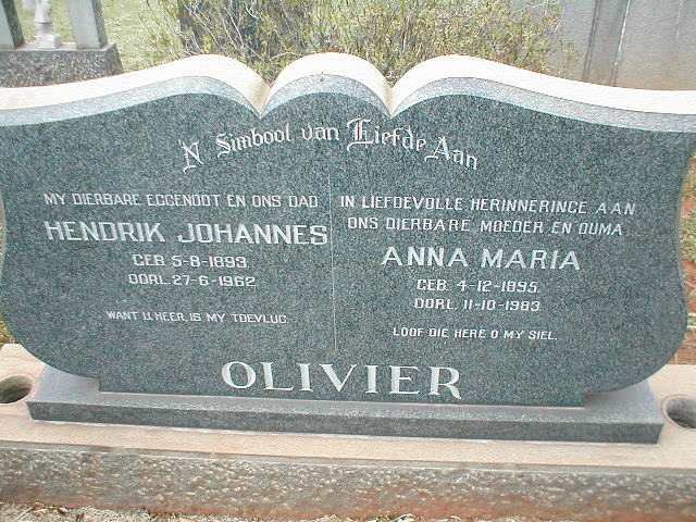 OLIVIER Hendrik Johannes 1893-1962 &amp; Anna Maria 1895-1983