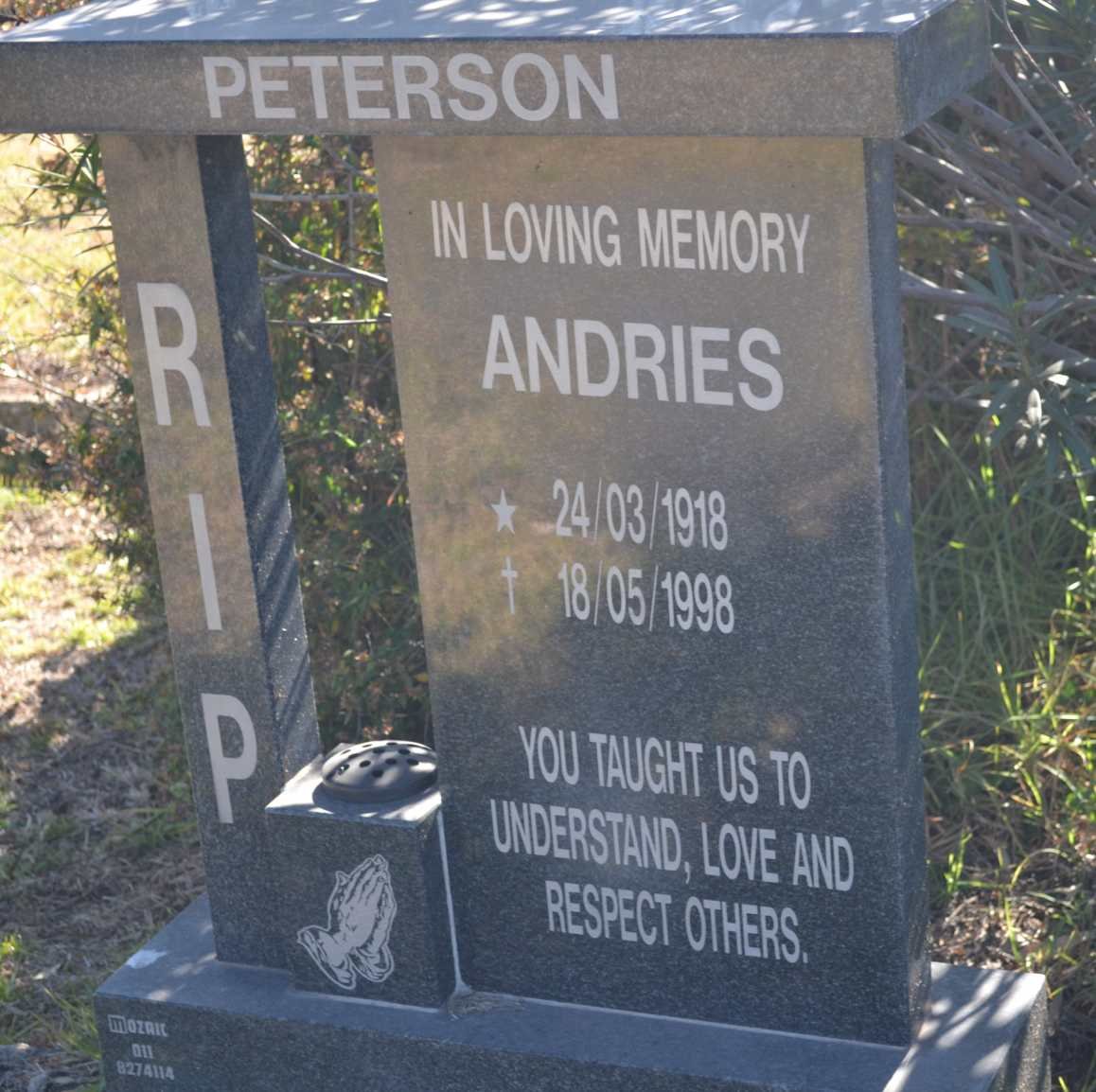 PETERSON Andries 1918-1998