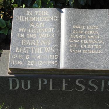 PLESSIS Barend Matthews, du 1915-1963