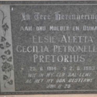 PRETORIUS Elsie Aletta Cecilia Petronella 1914-1983