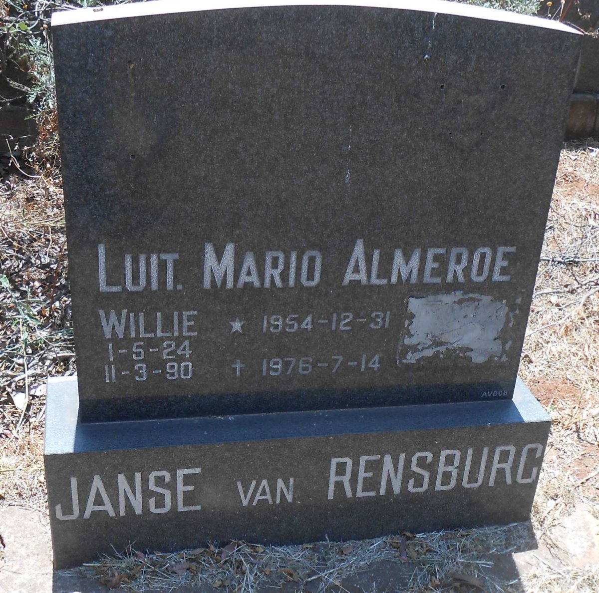 RENSBURG Willie, Janse van 1924-1990 :: JANSE VAN RENSBURG Mario Almeroe 1954-1976