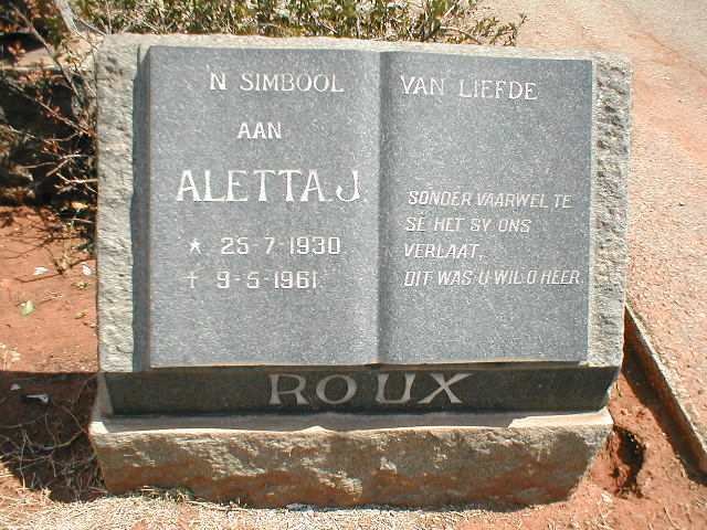 ROUX Aletta J. 1930-1961