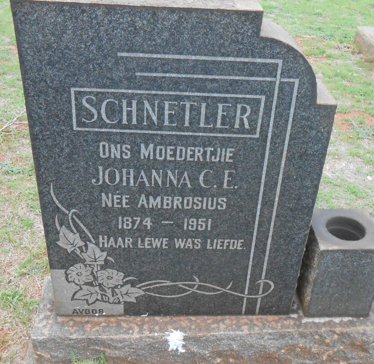 SCHNETLER Johanna C.E. nee AMBROSIUS 1874-1951
