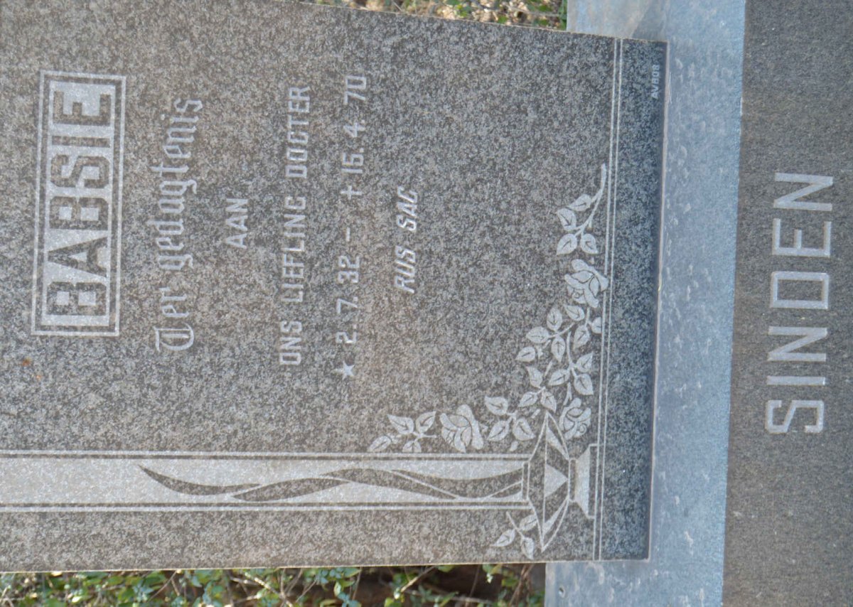 SINDEN Babsie 1932-1970