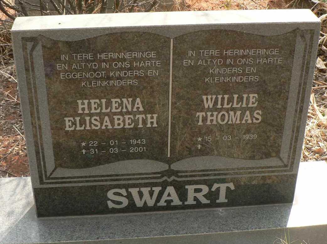 SWART Willie Thomas 1939- &amp; Helena Elisabeth 1943-2001