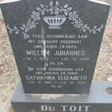 TOIT Willem Johannes, du 1900-1982 &amp; Catharina Elizabeth 1910-1985