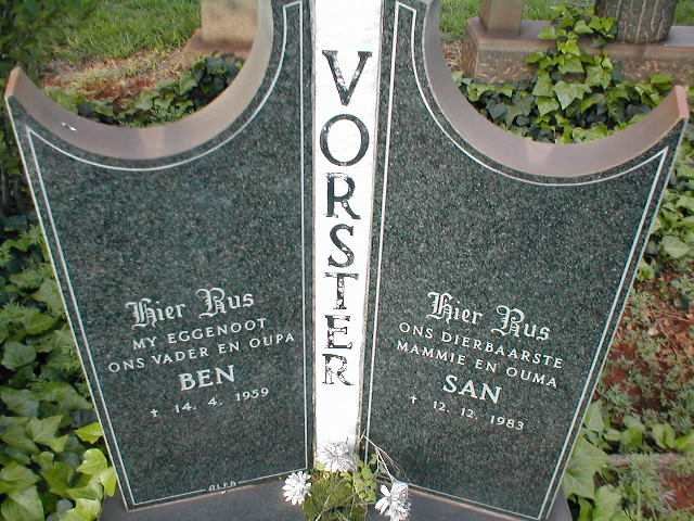 VORSTER Ben  -1959 &amp; San   -1983
