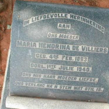 VILLIERS Maria Hendrina, de 1863-1940