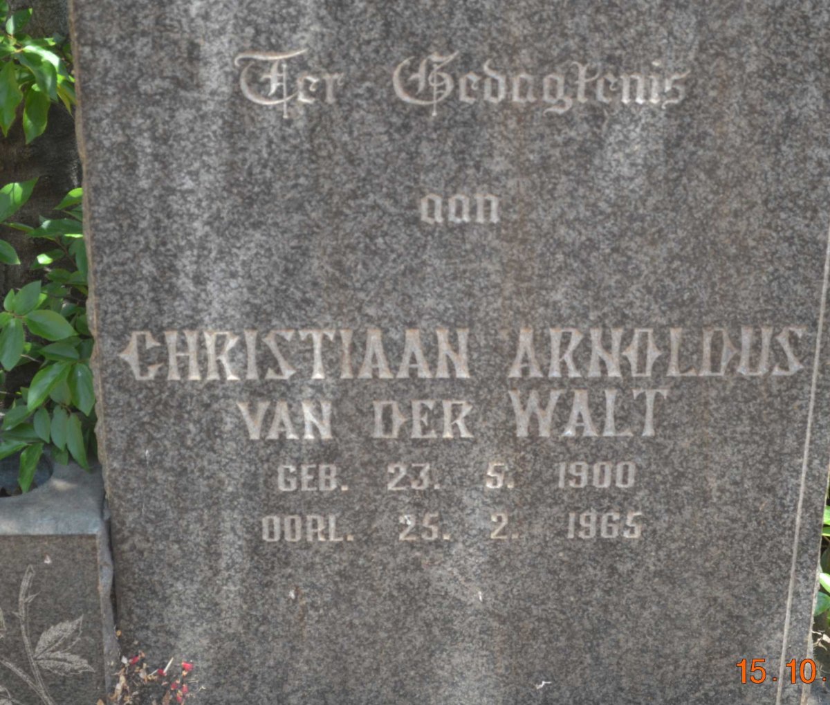 WALT Christiaan Arnoldus, van der 1900-1965