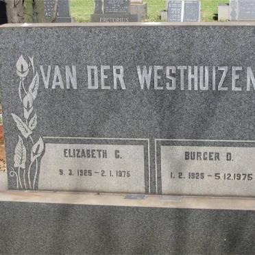 WESTHUIZEN Burger D., van der 1925-1975 &amp; Elizabeth G. 1925-1975