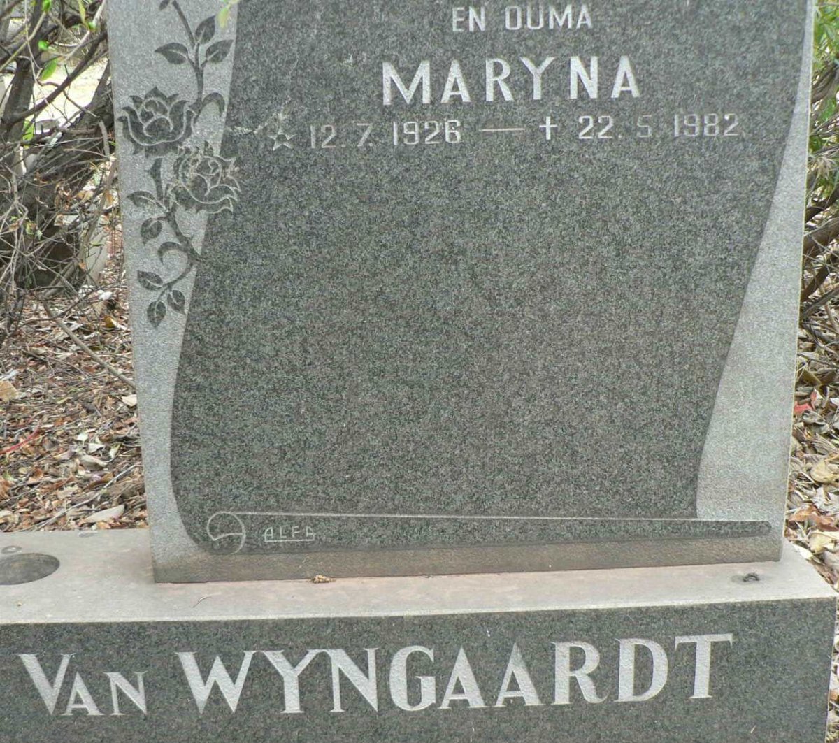WYNGAARDT Maryna, van 1926-1982